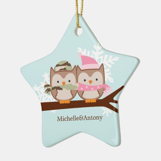 軍のカップルのクリスマスオーナメント セラミックオーナメント (左)