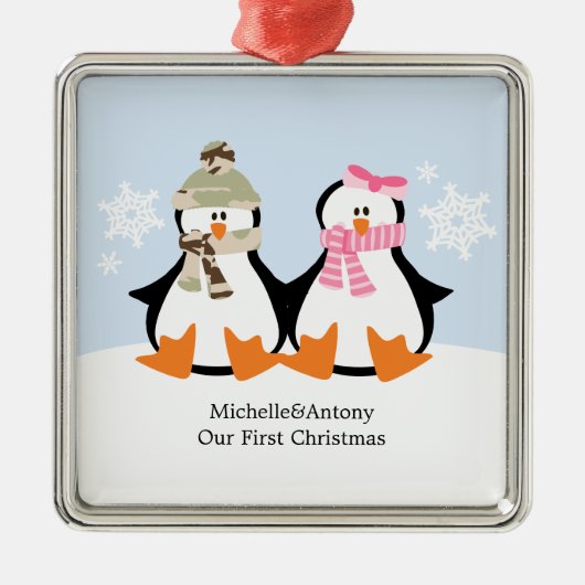 軍のカップルのクリスマスオーナメント メタルオーナメント (正面)