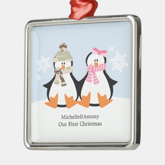 軍のカップルのクリスマスオーナメント メタルオーナメント (左)