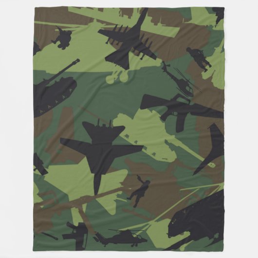 軍のカムフラージュパターン フリースブランケット (正面)