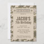 軍のカモフラージュ柄の誕生日招待状 招待状 (正面)