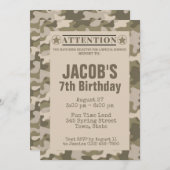軍のカモフラージュ柄の誕生日招待状 招待状 (正面/裏面)