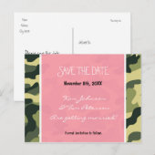 軍のカモフラージュ迷彩 & ピンク ポストカード Save The Date (正面/裏面)
