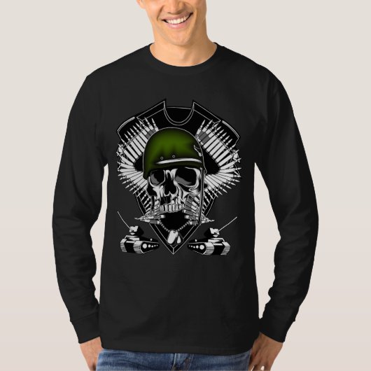軍のスカルのワイシャツ Tシャツ (正面)