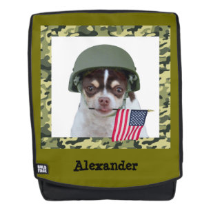 軍のチワワ犬のボールドフェイスのバックパック バックパック