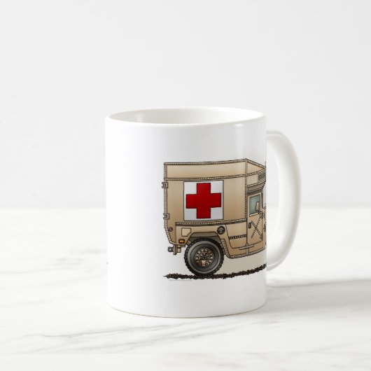 軍のハンマーの救急車のマグ コーヒーマグカップ (正面右)