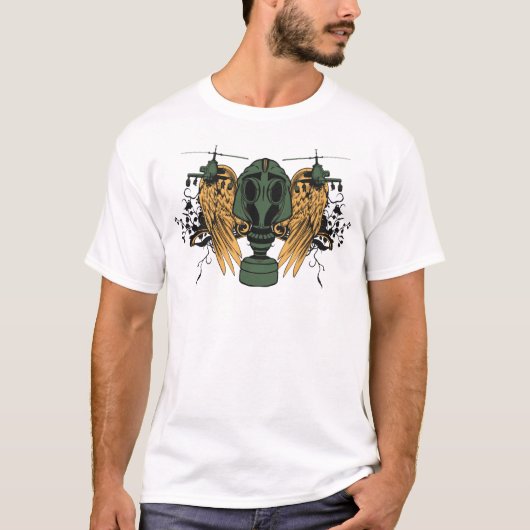 軍のヘリコプターのグランジなTシャツ Tシャツ (正面)