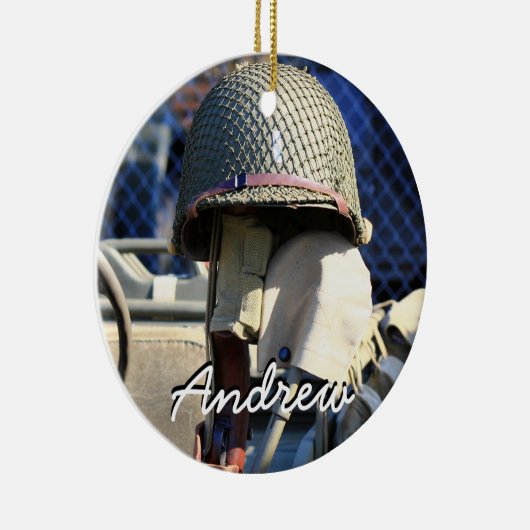 軍のヘルメットの名前入りなオーナメント セラミックオーナメント (右)