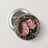 軍の兵士私のお父さん私の英雄のカスタムの写真 缶バッジ (正面&裏面)