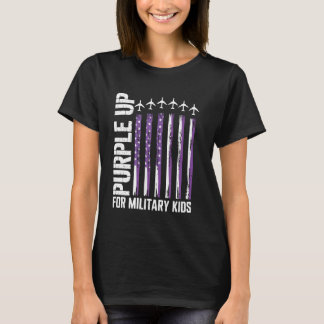 軍の子どものためのパープルアップ旗 軍の子供たちを支援 Tシャツ