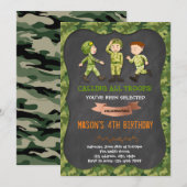 軍の少年誕生日パーティー招待状 招待状 (正面/裏面)