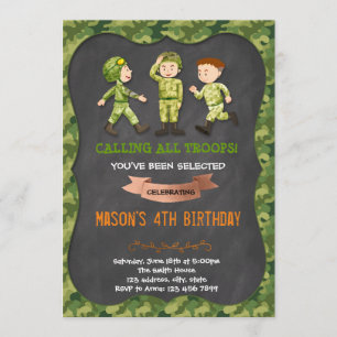 軍の少年誕生日パーティー招待状 招待状
