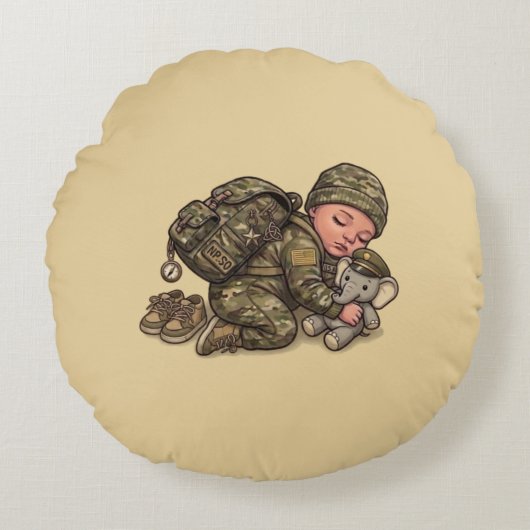 軍の新兵ベビー 丸型クッション (正面)