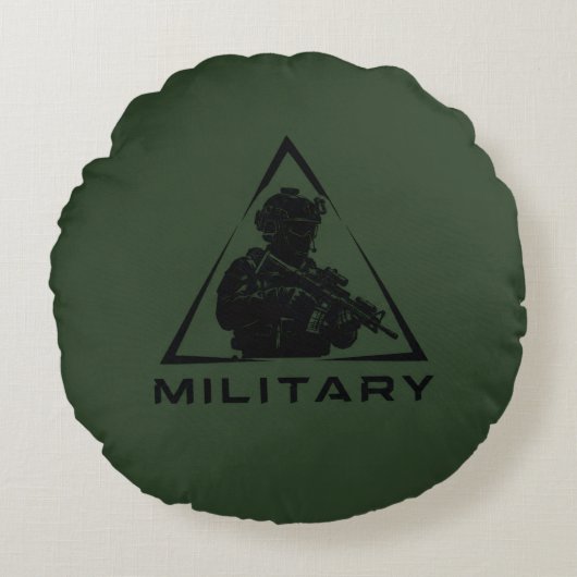 軍の特殊部隊グリーンデザイン ラウンドクッション (正面)