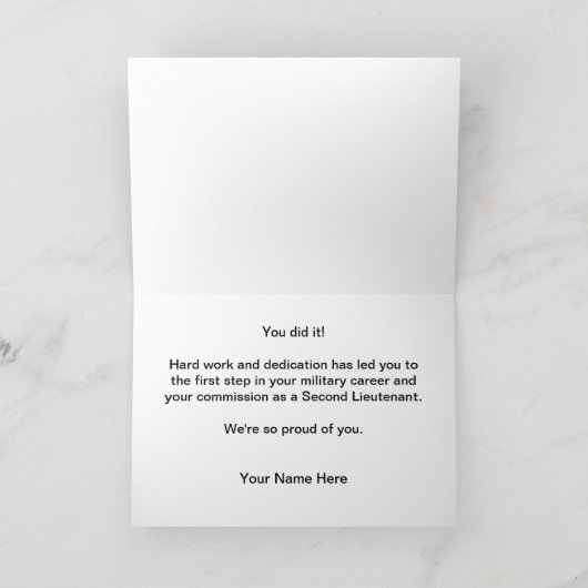 軍の空軍OCS卒業カード カード (内部)