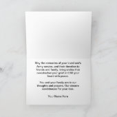 軍の軍隊の悔やみや弔慰カード カード (内部)