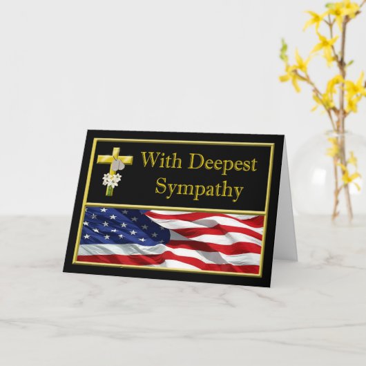 軍の軍隊の悔やみや弔慰カード カード (黄色い花)