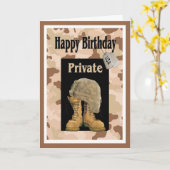 軍の軍隊の私用バースデー・カード カード (黄色い花)