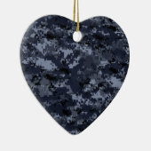 軍の青い迷彩柄のハート セラミックオーナメント (右)
