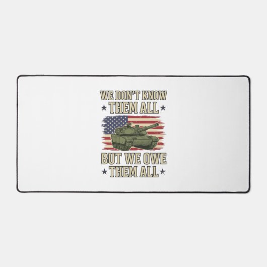 軍を偲ぶ戦車愛国主義Tシャツデザイン_1 デスクマット (正面)