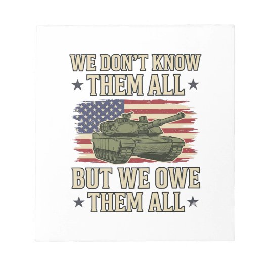 軍を偲ぶ戦車愛国主義Tシャツデザイン_1 ノートパッド (正面)