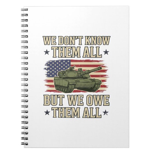 軍を偲ぶ戦車愛国主義Tシャツデザイン_1 ノートブック (正面)