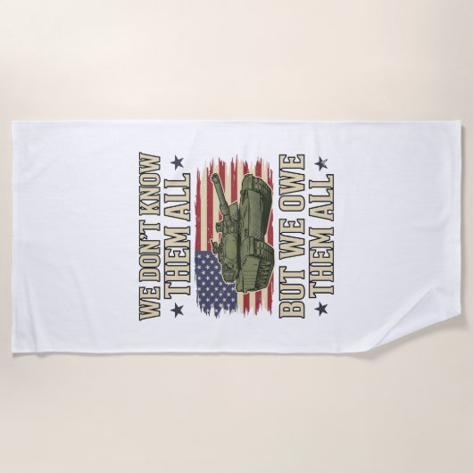 軍を偲ぶ戦車愛国主義Tシャツデザイン_1 ビーチタオル (正面)