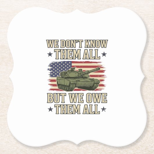 軍を偲ぶ戦車愛国主義Tシャツデザイン_1 ペーパーコースター (正面)