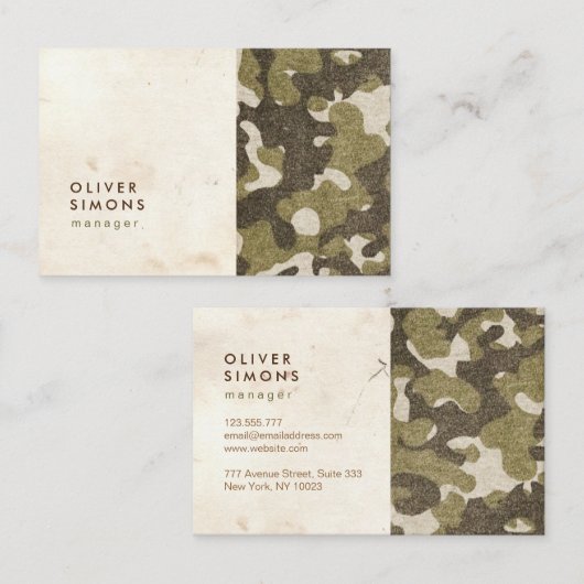 軍パターンが付いているヴィンテージの名刺 名刺 (正面/裏面)