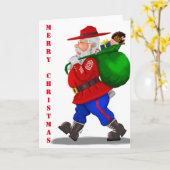 軍事サンタクロースのクリスマスカード カード (黄色い花)