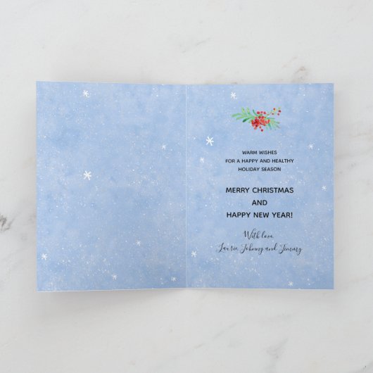 軍事用 薄い緑のライン フラッグ メリークリスマス シーズンカード (内部)