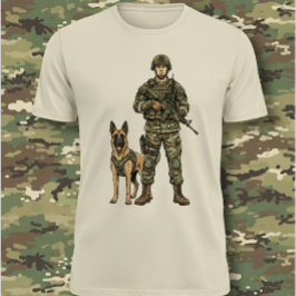 軍人と軍用犬 Tシャツ