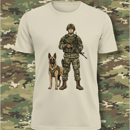 軍人と軍用犬 Tシャツ