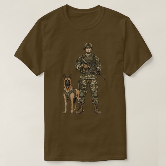 軍人と軍用犬 Tシャツ (デザイン正面)
