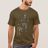 軍人と軍用犬 Tシャツ (正面)