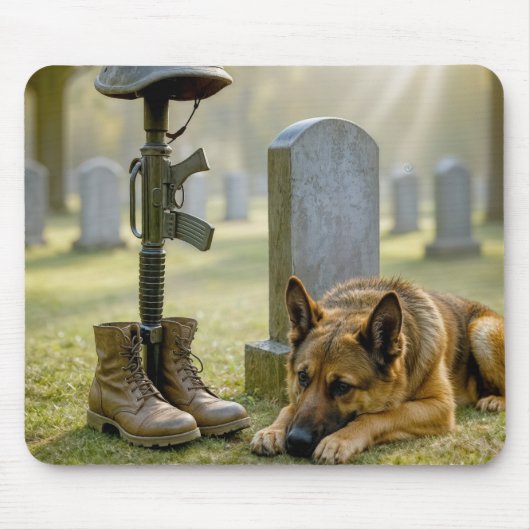 軍人の墓を守るドイツの羊飼い マウスパッド (正面)
