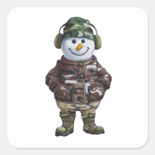 軍人スノーマン スクエアシール (正面)