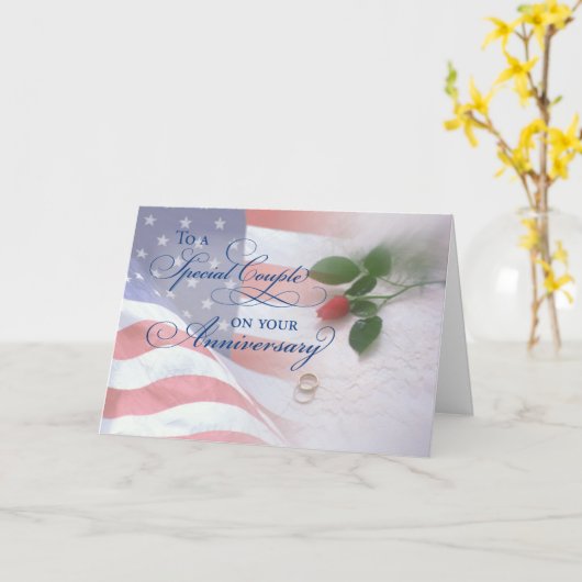 軍人夫婦の結婚記念日 カード (黄色い花)