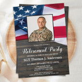 軍人引退カスタム写真アメリカ国旗招待状 招待状