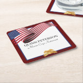 軍人引退旗 金の紋章 スクエアペーパーコースター (アングル)