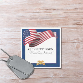 軍人引退旗 金色の紋章 エレガント スタンダードランチョンナプキン