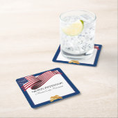 軍人引退旗 金色の紋章 スクエアペーパーコースター (インサイチュ)