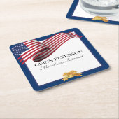 軍人引退旗 金色の紋章 スクエアペーパーコースター (アングル)