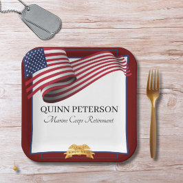 軍人引退旗 金色の紋章 ペーパープレート