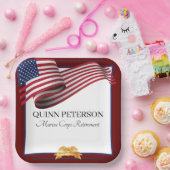 軍人引退旗 金色の紋章 ペーパープレート (パーティー)