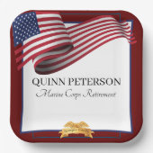 軍人引退旗 金色の紋章 ペーパープレート (正面)