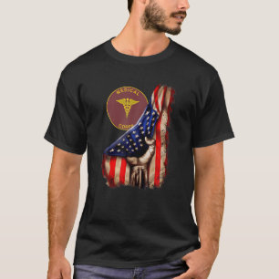 軍医隊支部米国旗 Tシャツ