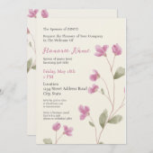 軍属の配偶者歓迎のピンクのデジタル招待状 招待状 (正面/裏面)