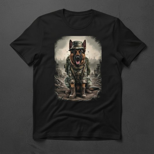 軍服のジャーマンシェパード Tシャツ