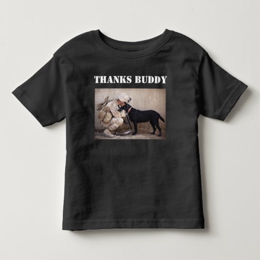 軍服の兵士と軍用犬 トドラーTシャツ (正面)